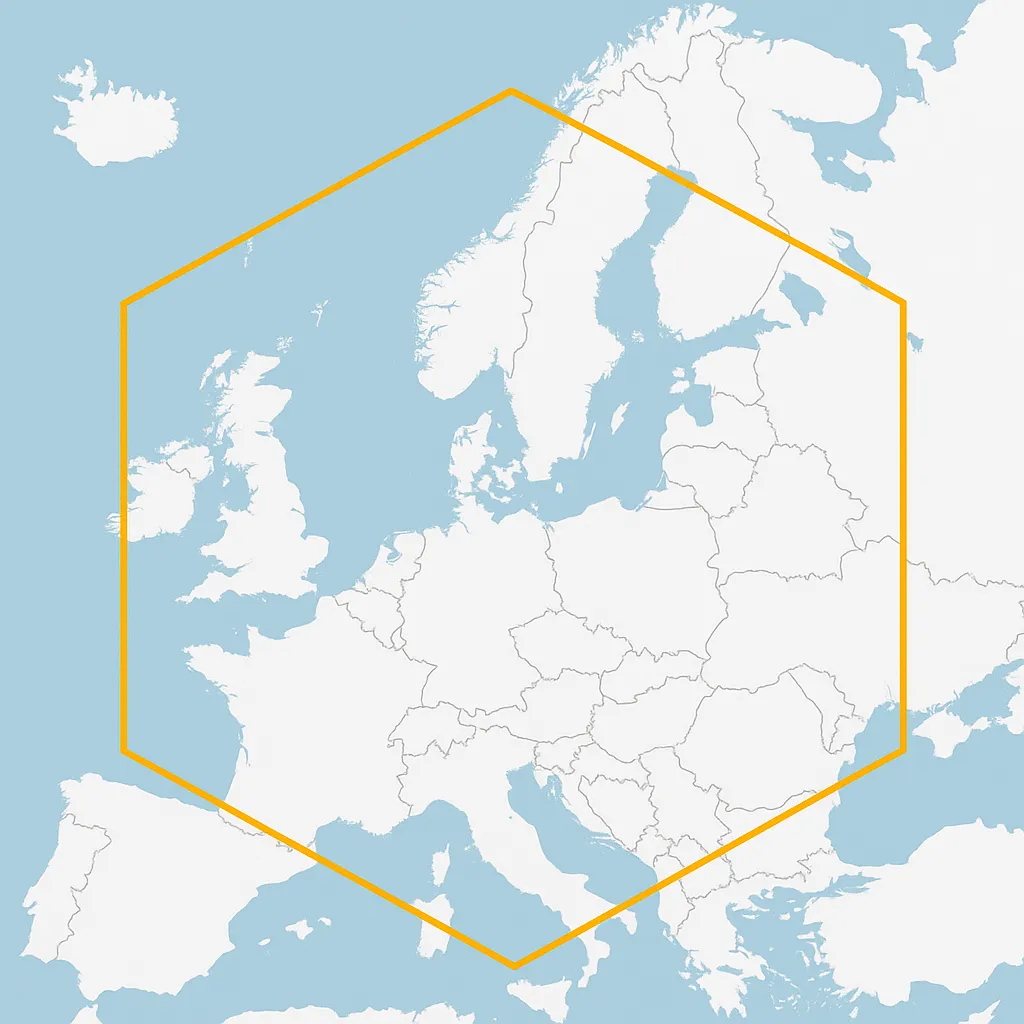 Kaart van Europa met het werkgebied van KZStoff
